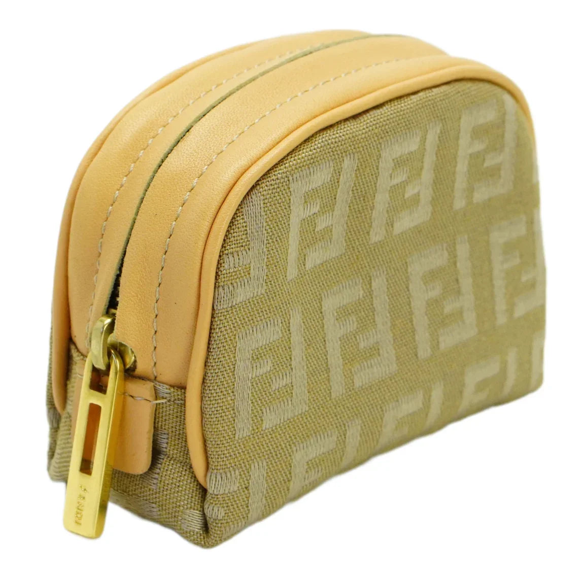 Fendi Zucca Zipped Coin Purse Beige - Lost Designer