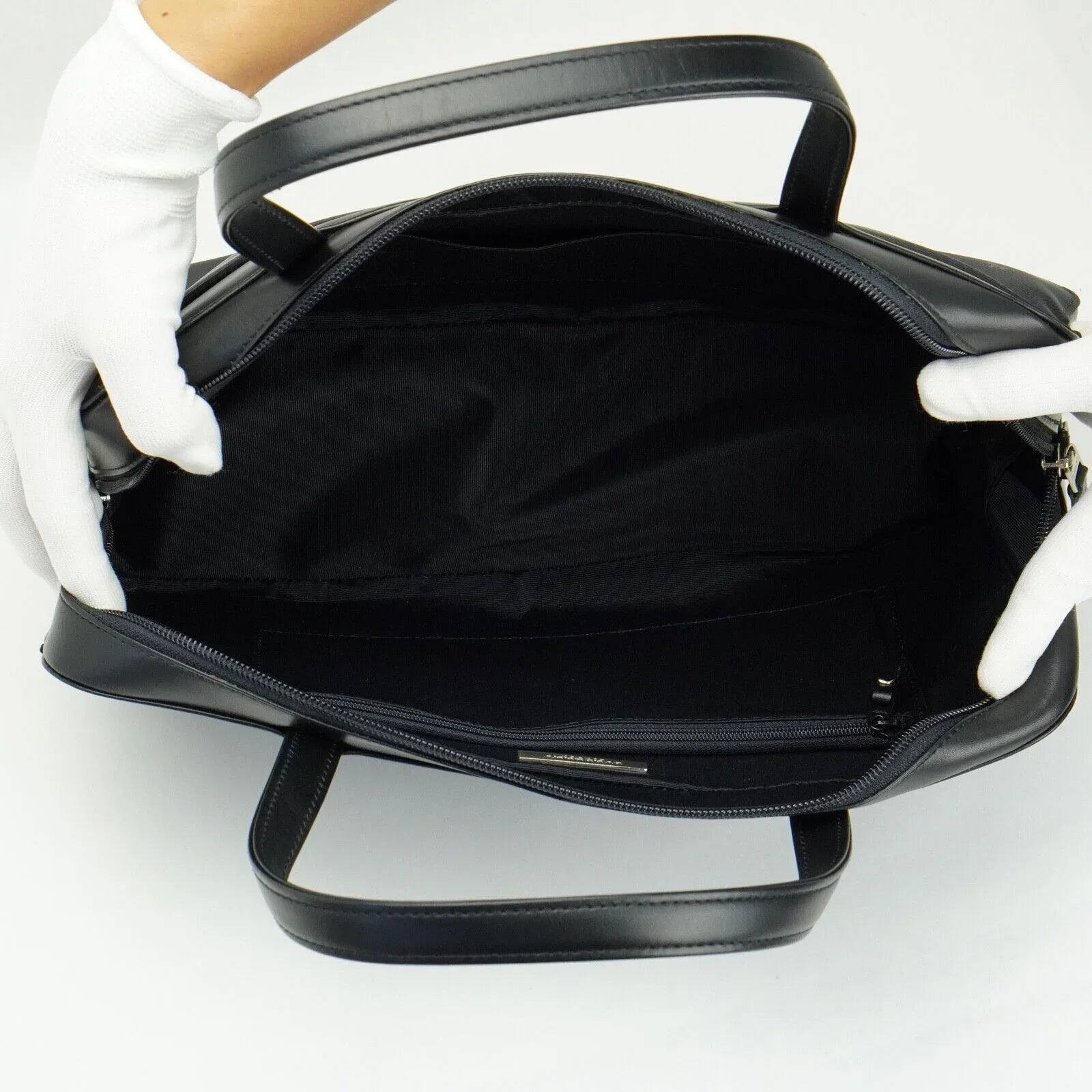 Burberry Nylon x Leather Checked Bag Black - Lost Designer
