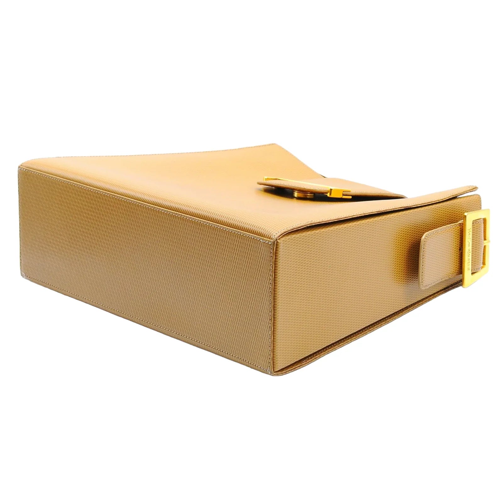 Saint Laurent Lizard Embossed Leather Shoulder Bag Amber - Lost Designer