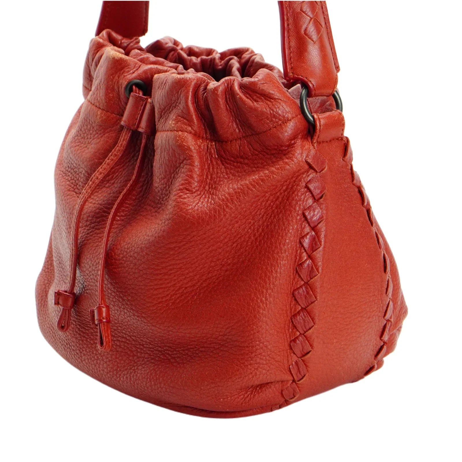 Bottega Veneta Double Drawstring Handbag Red - Lost Designer