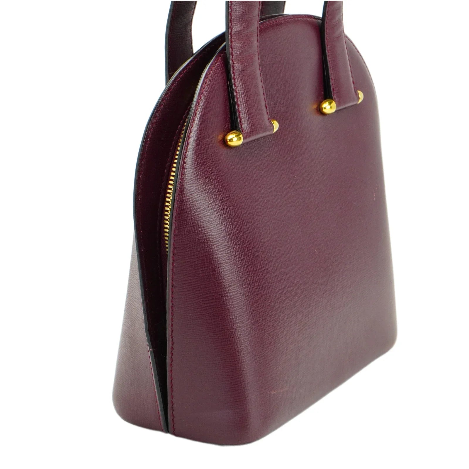Cartier Leather Rounder Handbag Burgundy - Lost Designer