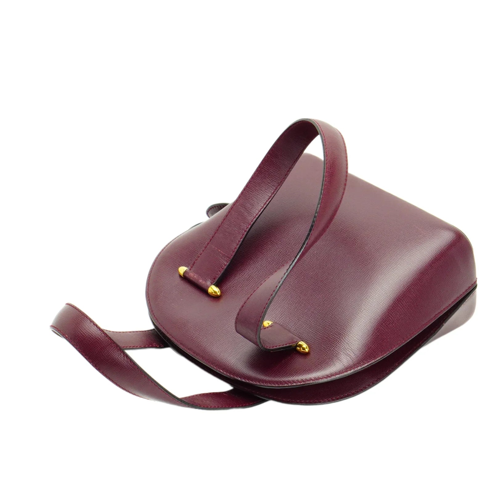 Cartier Leather Rounder Handbag Burgundy - Lost Designer