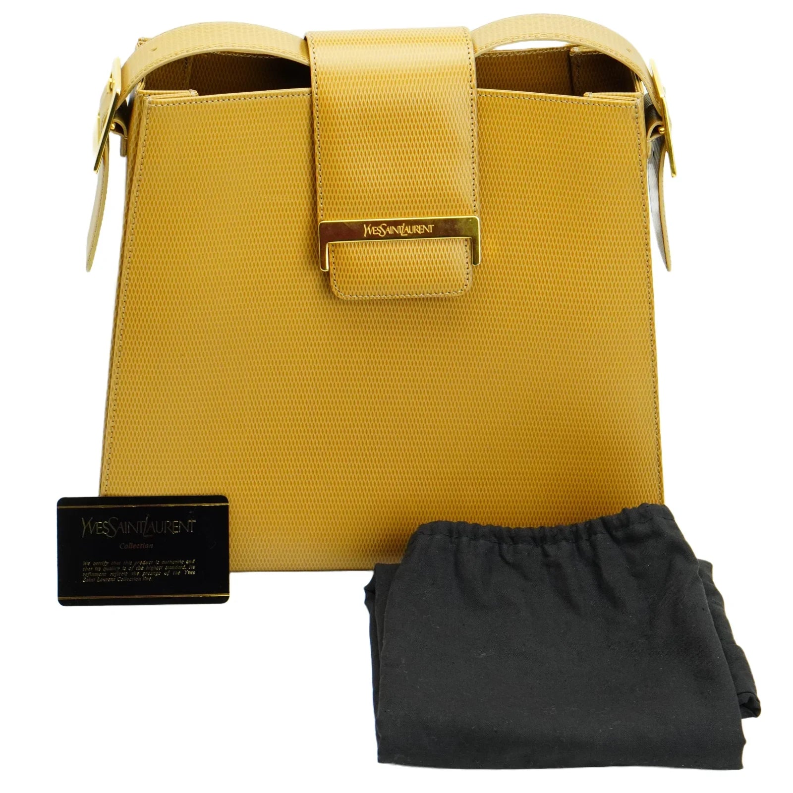 Saint Laurent Lizard Embossed Leather Shoulder Bag Amber - Lost Designer