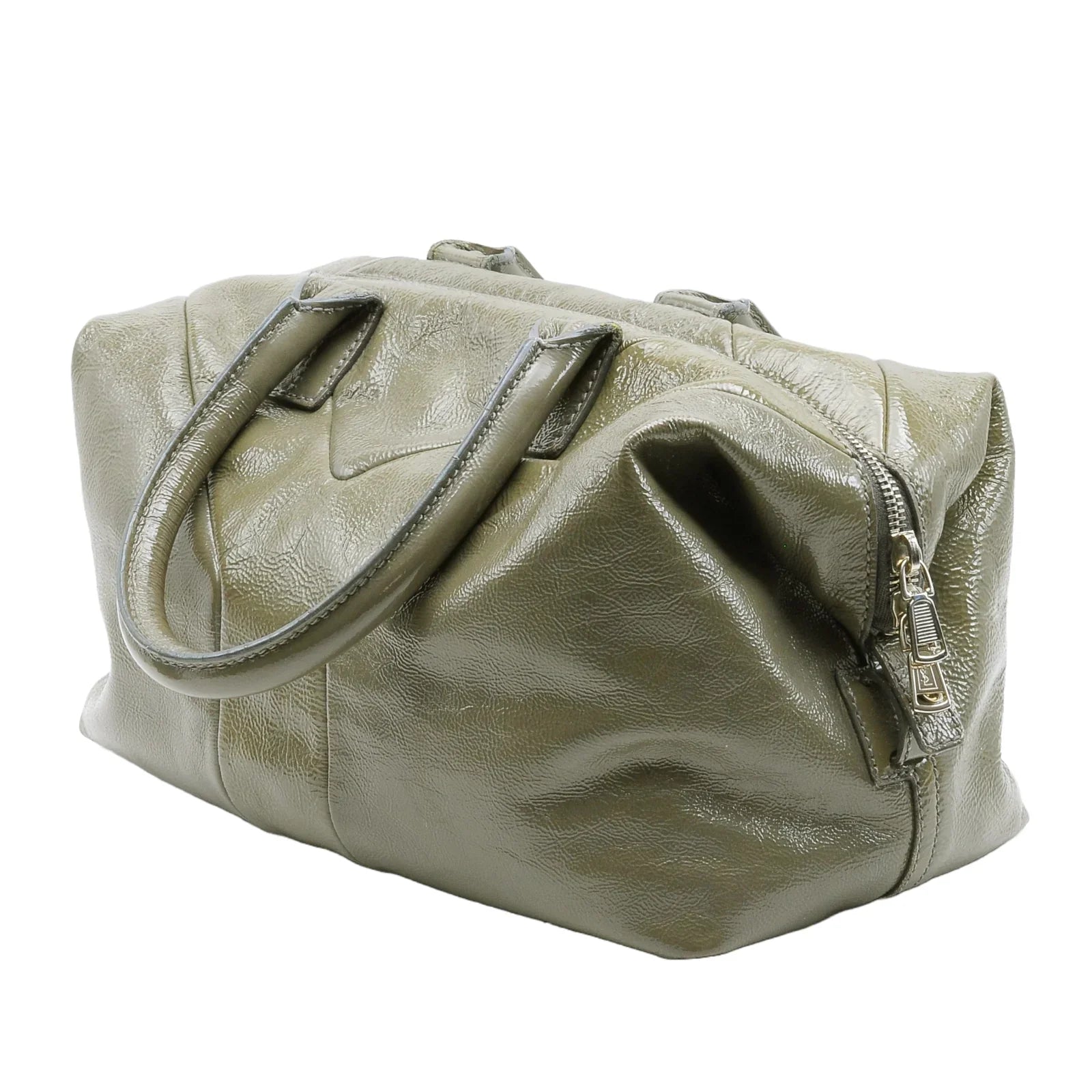 Saint Laurent Easy Patent Leather Boston Bag Olive - Lost Designer