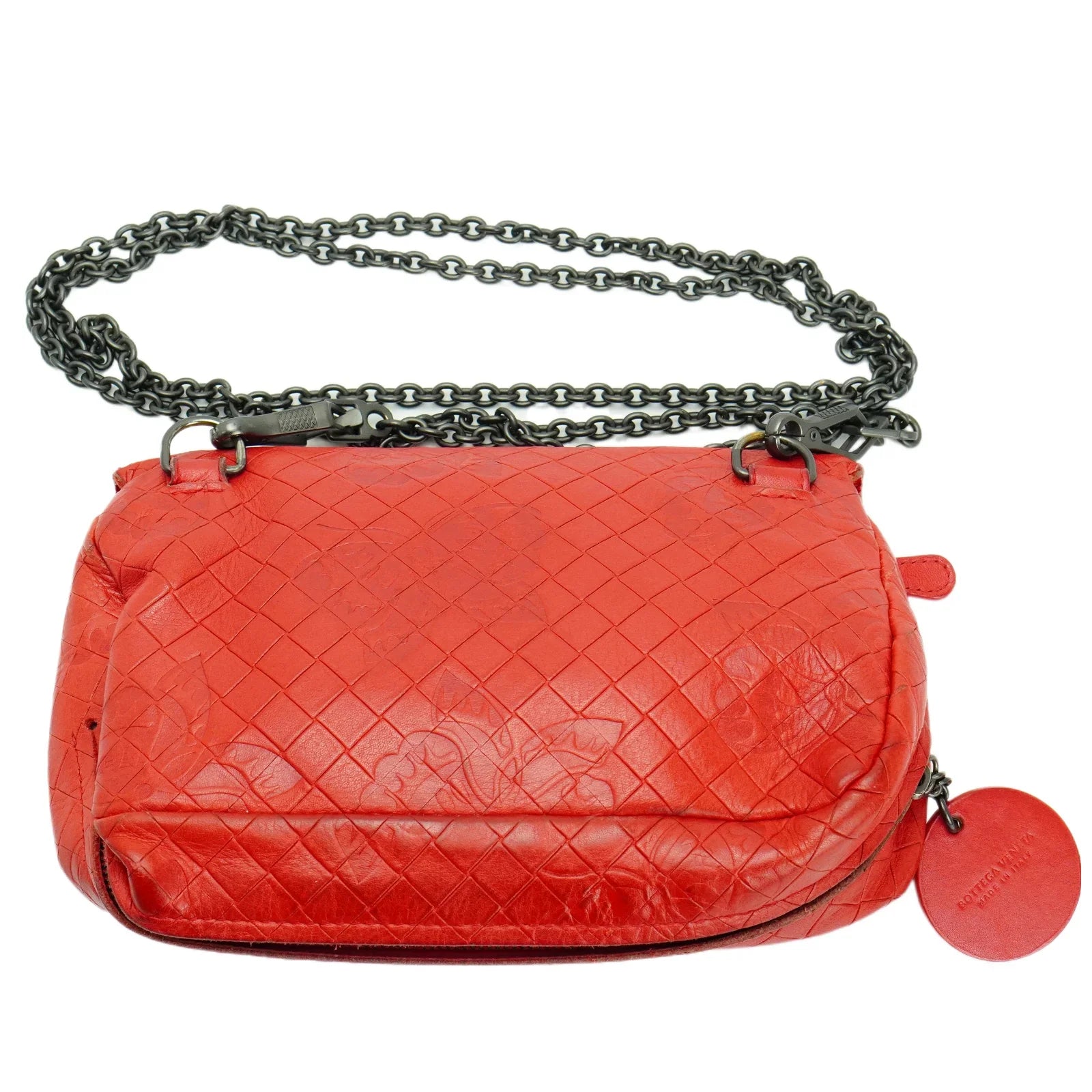 Bottega Veneta Olimpia mini Crossbody Leather Bag Red - Lost Designer
