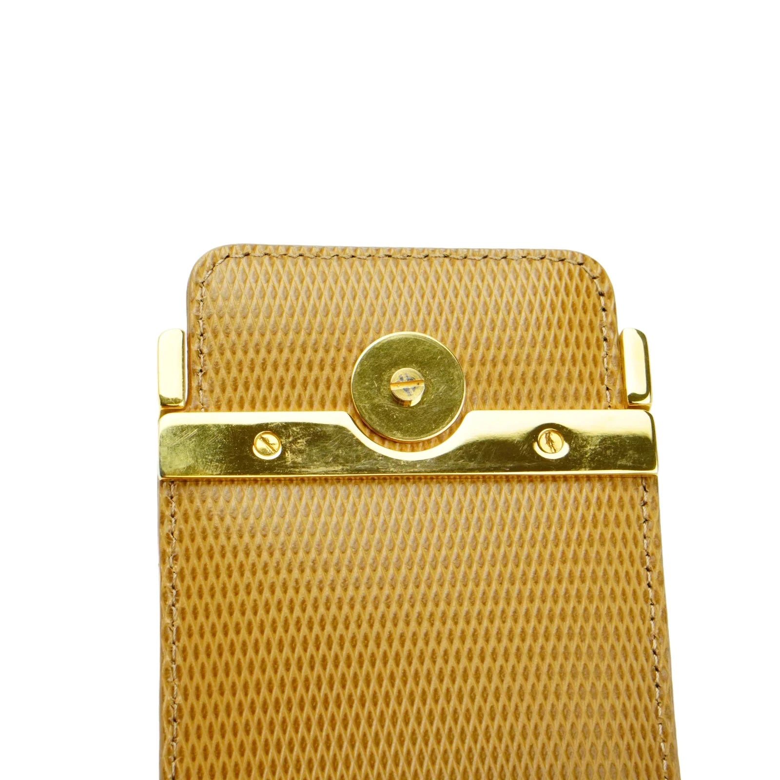 Saint Laurent Lizard Embossed Leather Shoulder Bag Amber - Lost Designer