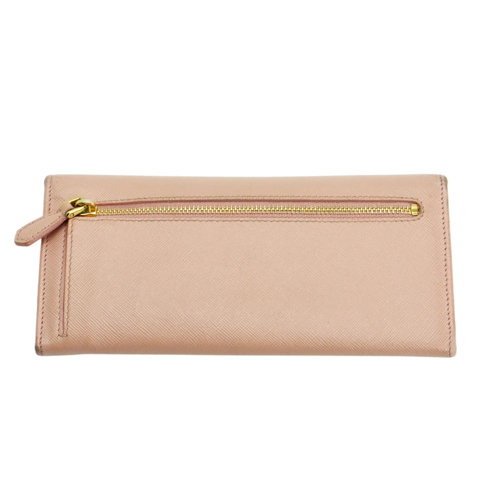 Prada Saffiano Peonia Fiocco Bow Continental Wallet Powder Pink - Lost Designer