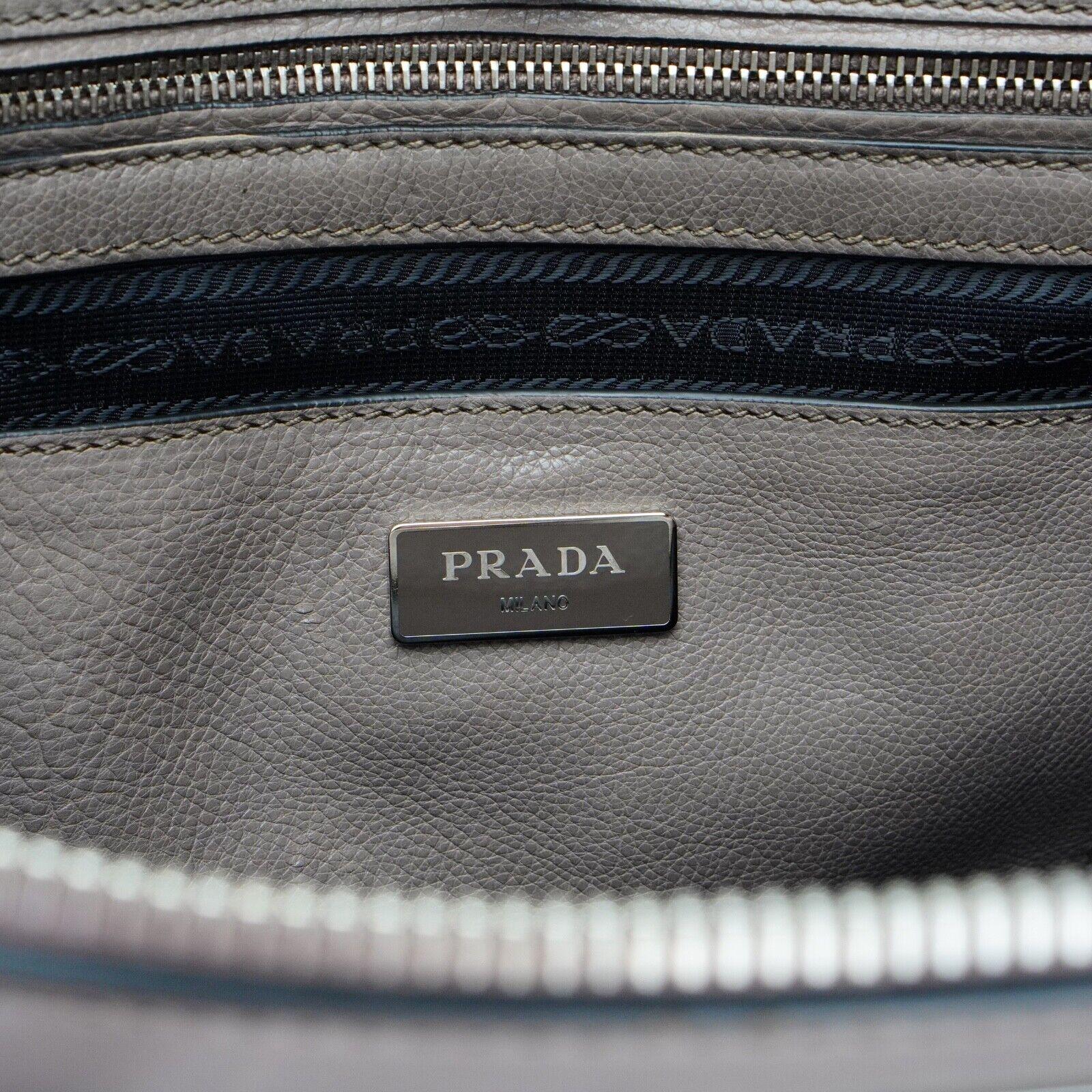 Prada Twin Pocket Tote Glace Calf Leather Bag Taupe - Lost Designer