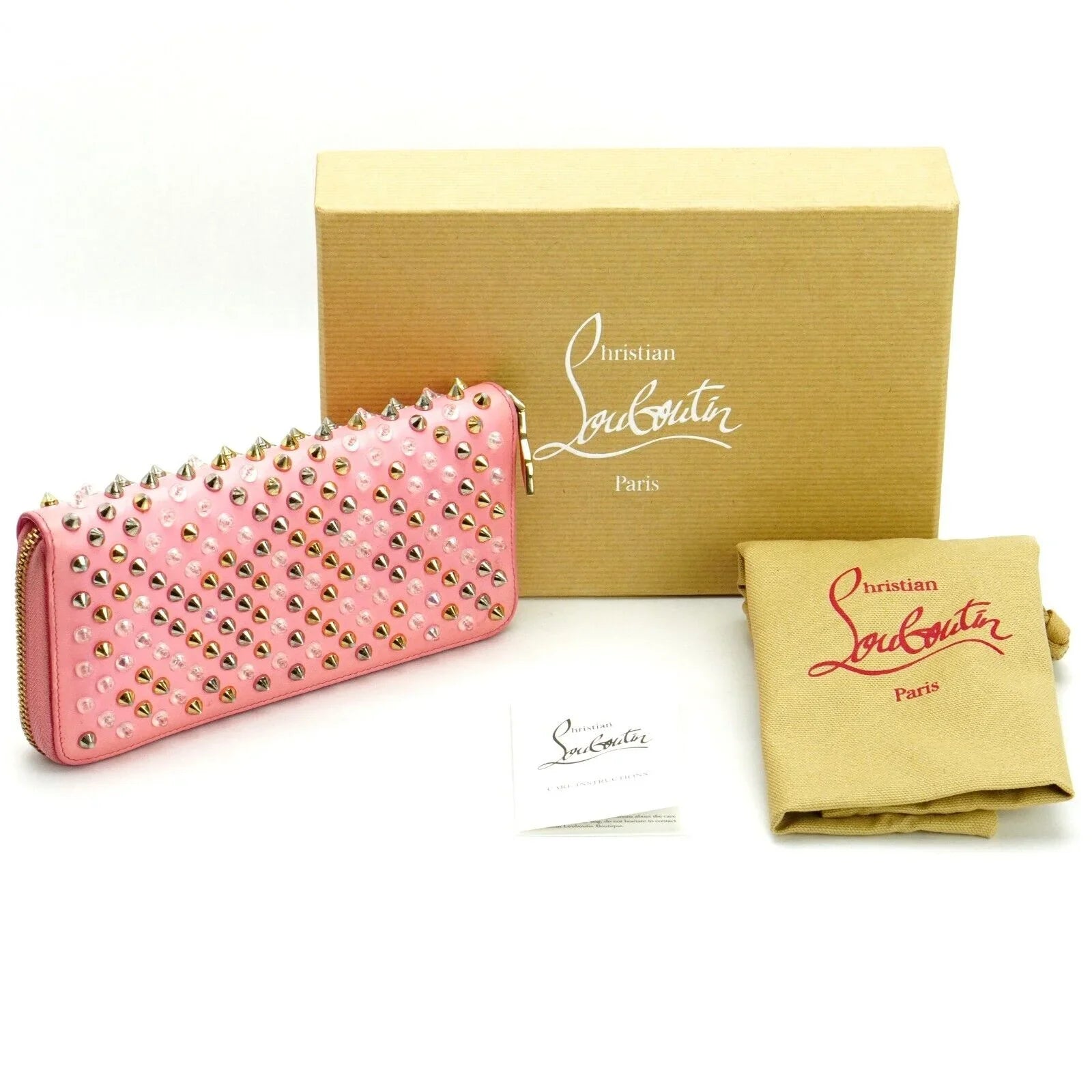 Christian Louboutin Panettone Spike Long Wallet Pink - Lost Designer