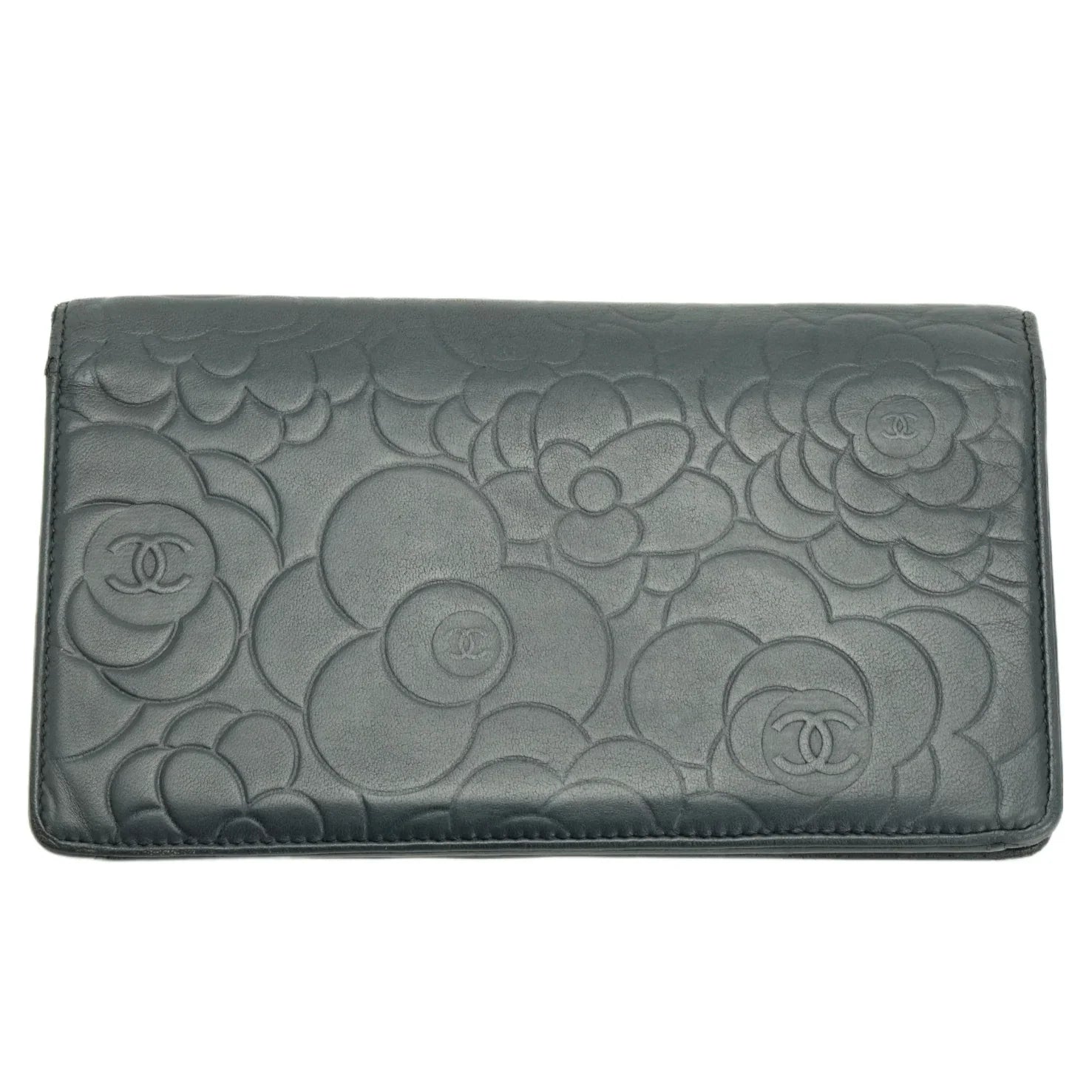 Chanel Camellia Mark Long Wallet Grey - Lost Designer