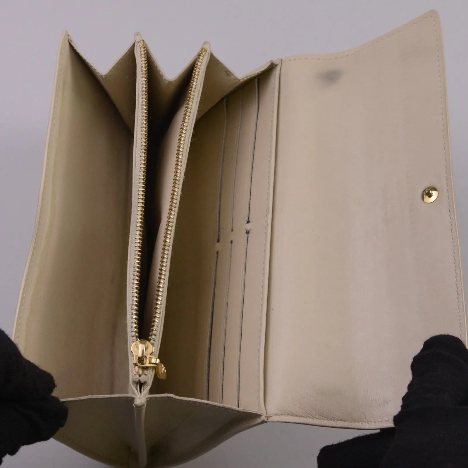 Louis Vuitton Vernis Beige Patent Monogram Continental Wallet - Lost Designer