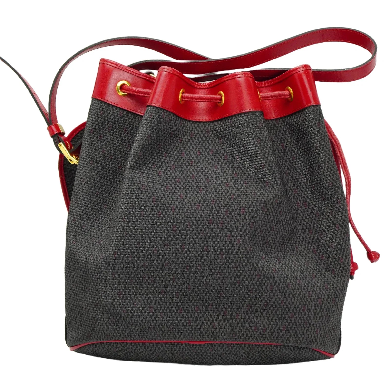 Saint Laurent Noe Canvas Bucket Drawstring Bag Red - Lost Designer