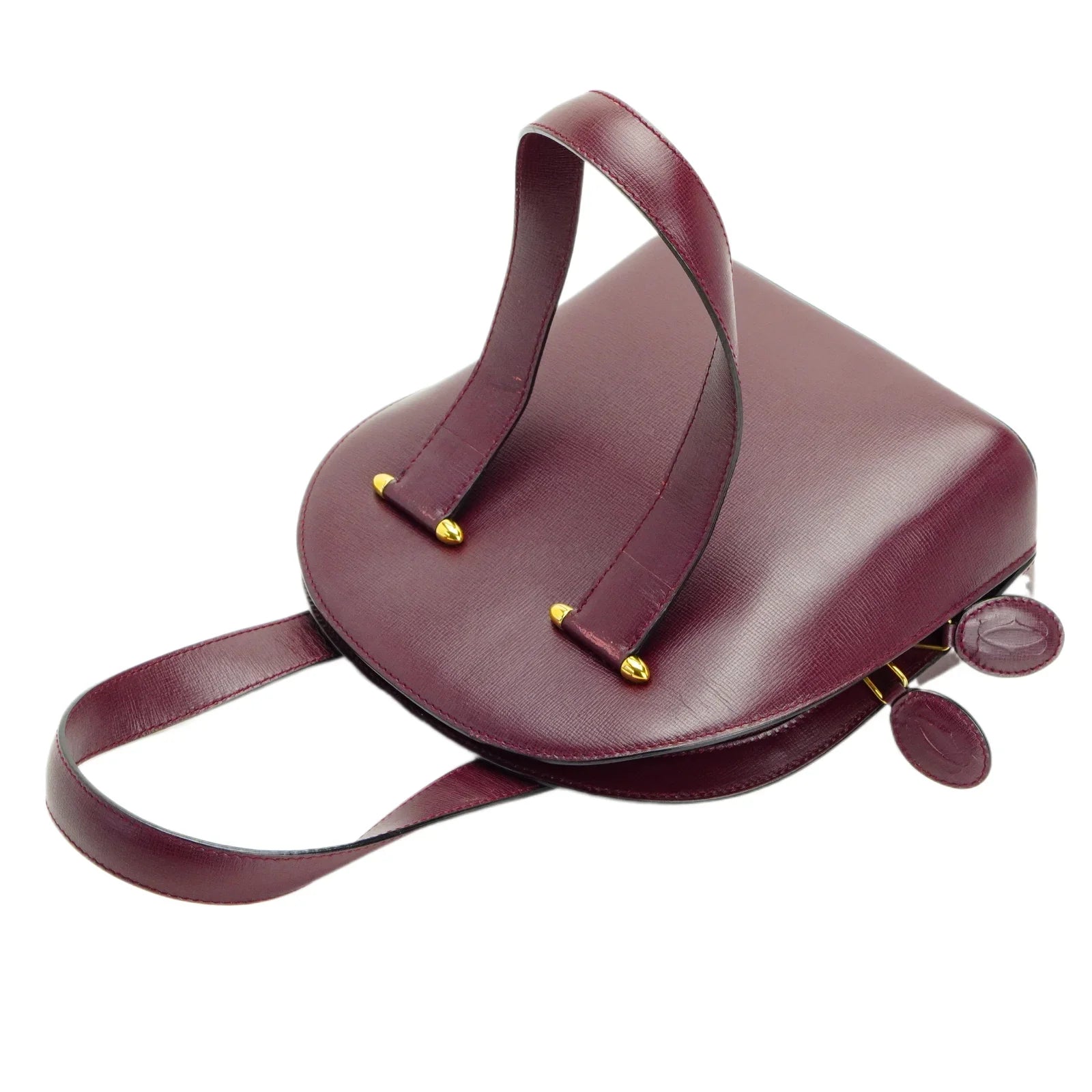 Cartier Leather Rounder Handbag Burgundy - Lost Designer