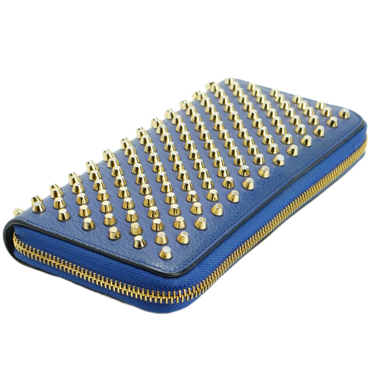 Christian Louboutin Panettone Spike Long Wallet Blue - Lost Designer