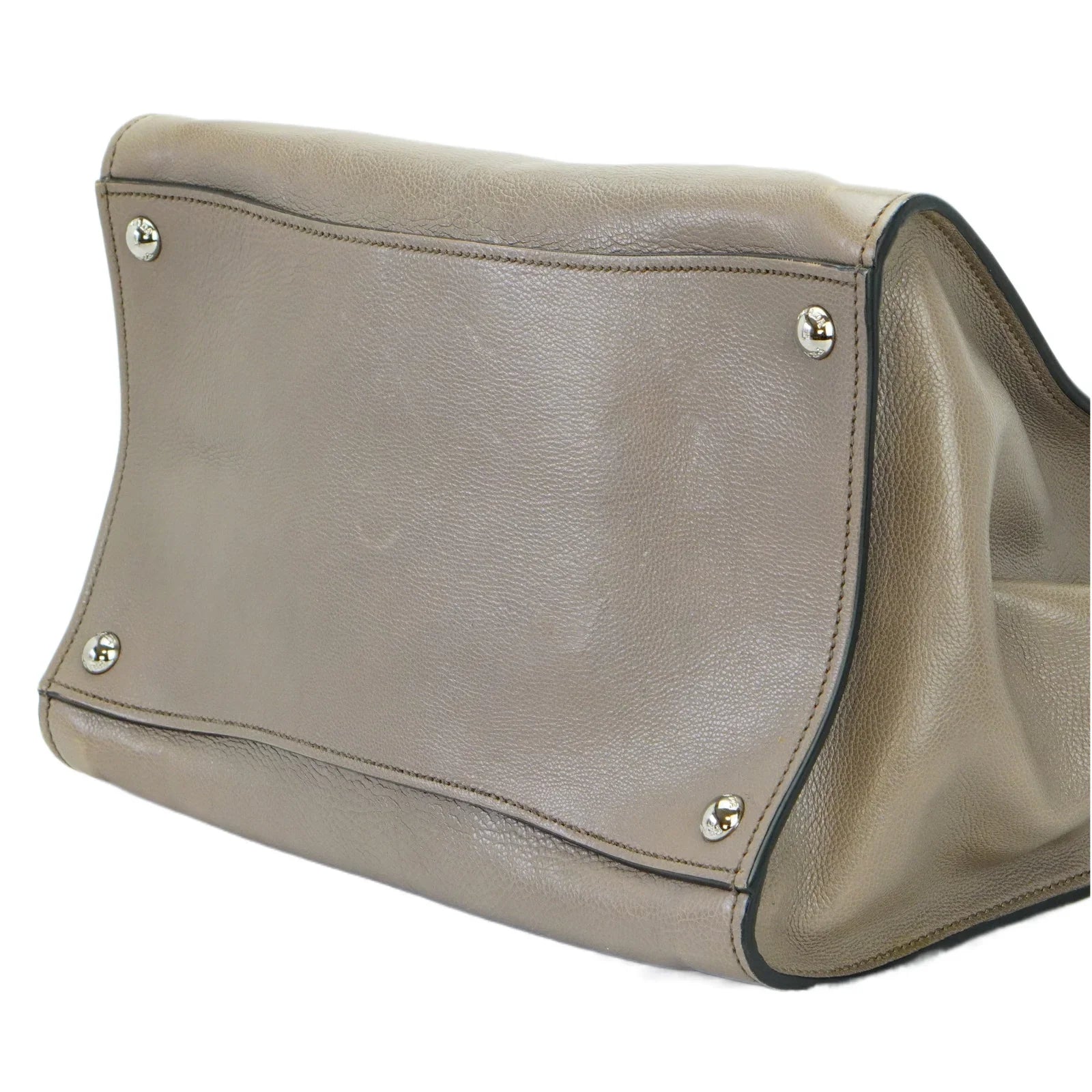 Prada Twin Pocket Tote Glace Calf Leather Bag Taupe - Lost Designer