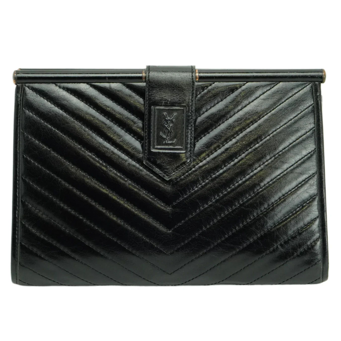 Saint Laurent Quilted Leather Clutch Bag Black - Lost Designer