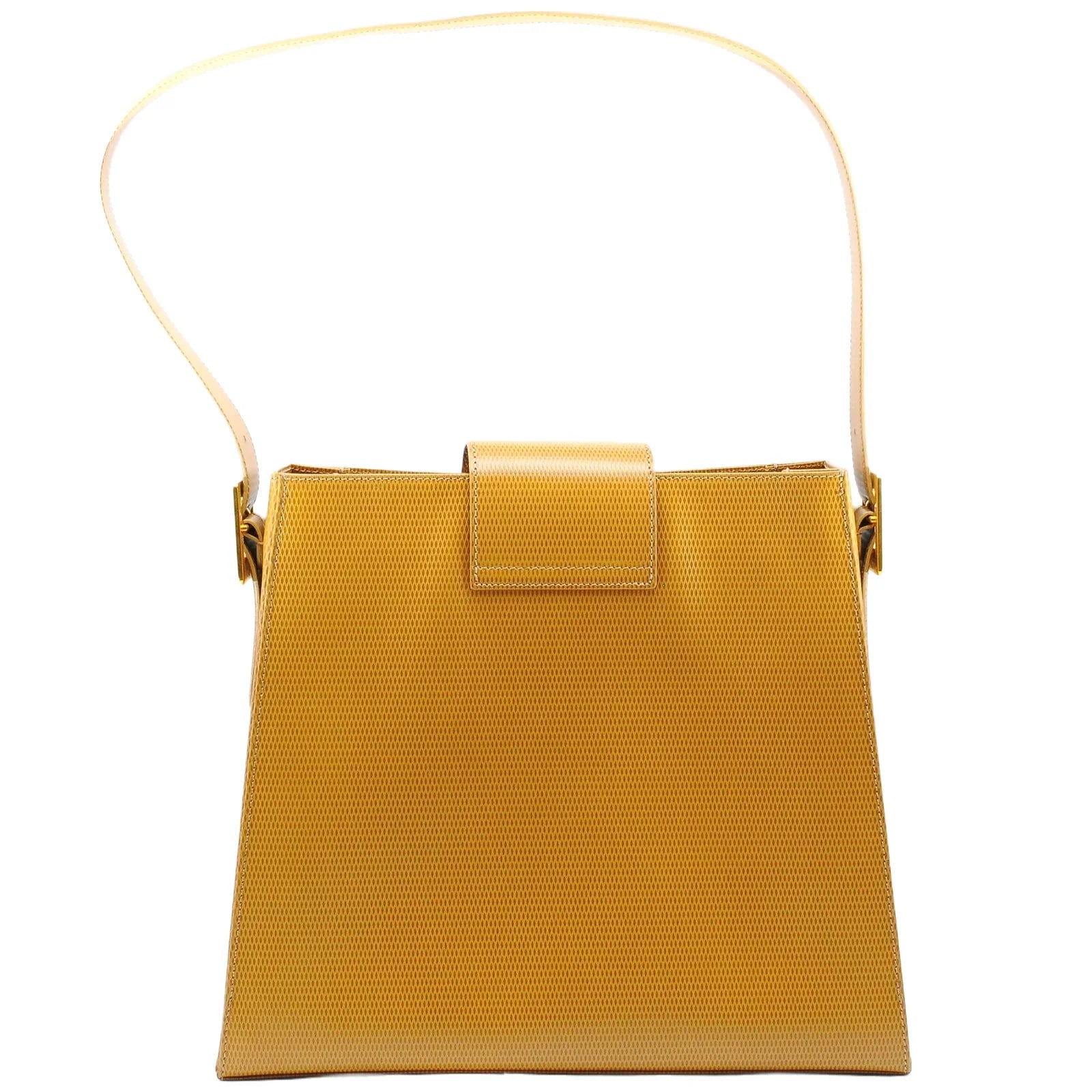 Saint Laurent Lizard Embossed Leather Shoulder Bag Amber - Lost Designer