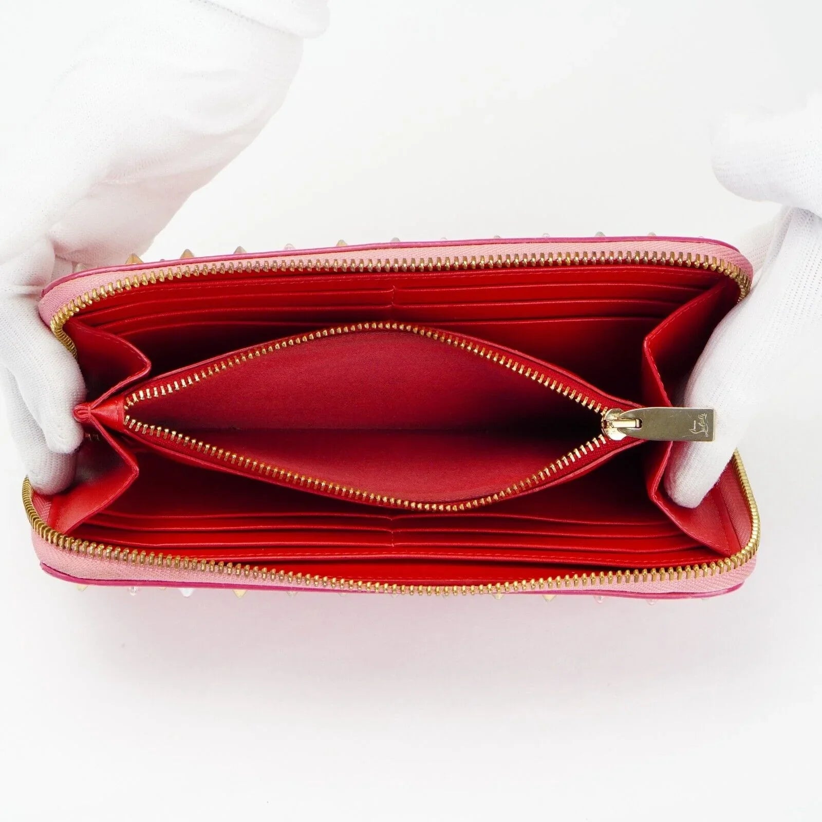 Christian Louboutin Panettone Spike Long Wallet Pink - Lost Designer
