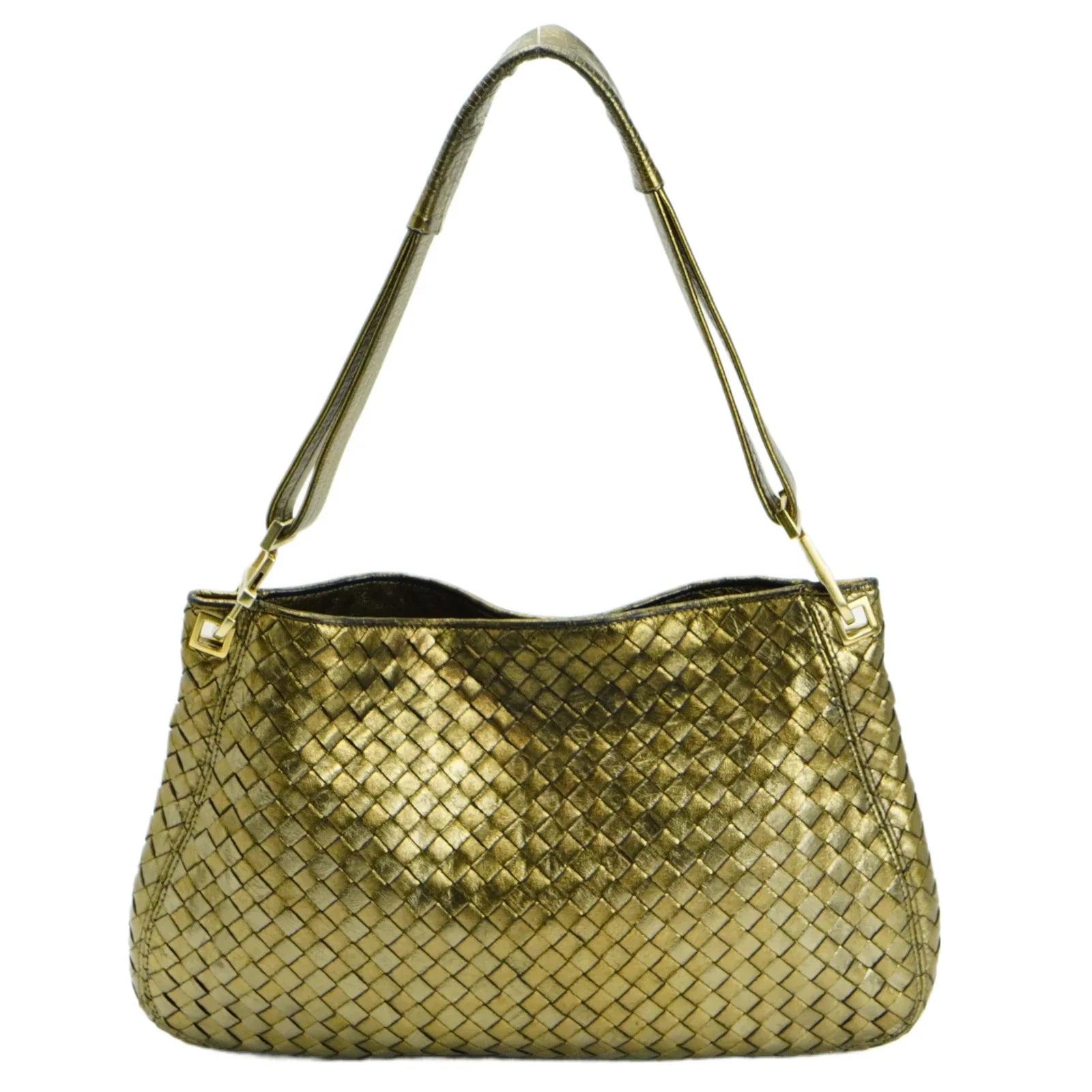 Bottega Veneta Intrecciato Leather Shoulder Bag Gold - Lost Designer