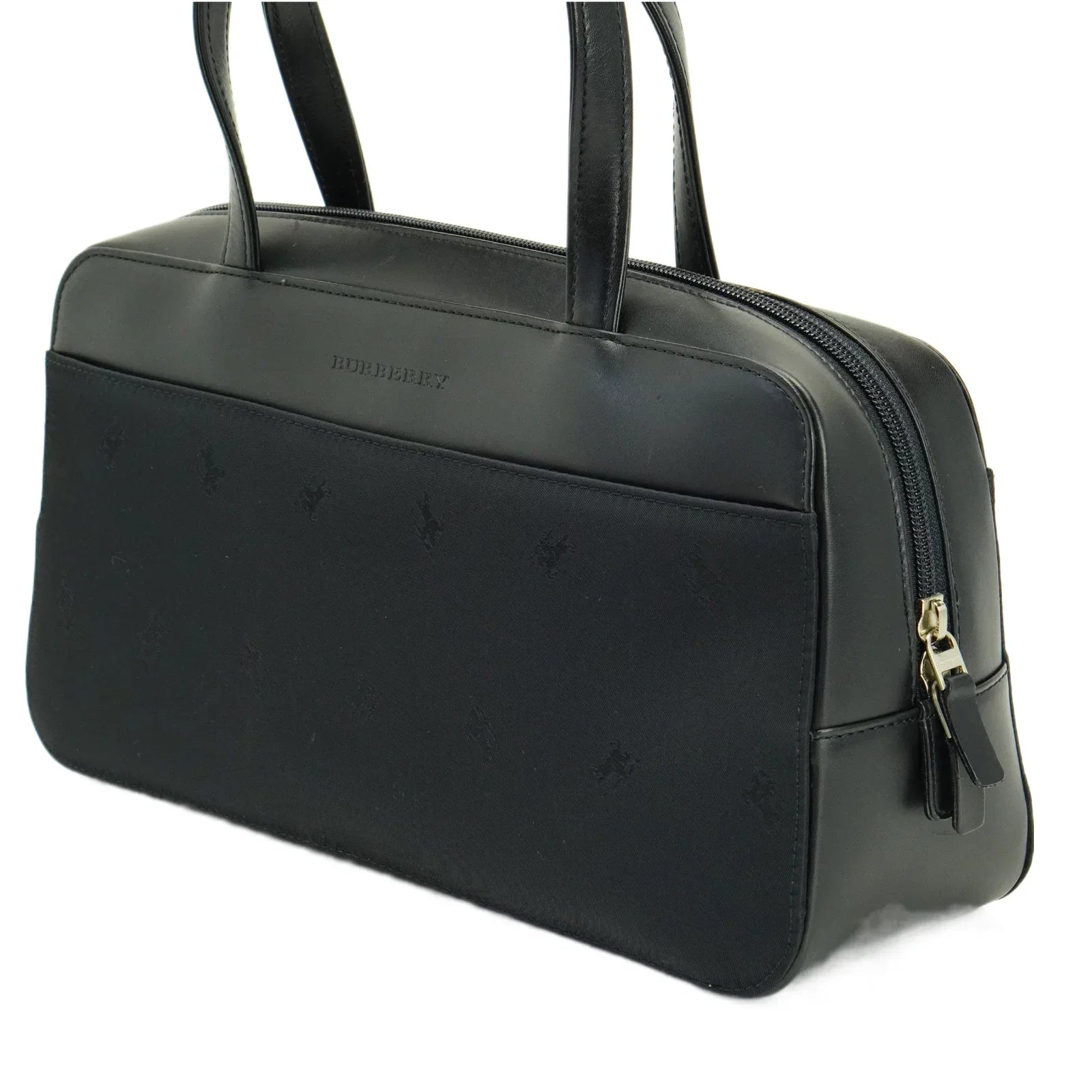 Burberry Nylon x Leather Checked Bag Black - Lost Designer