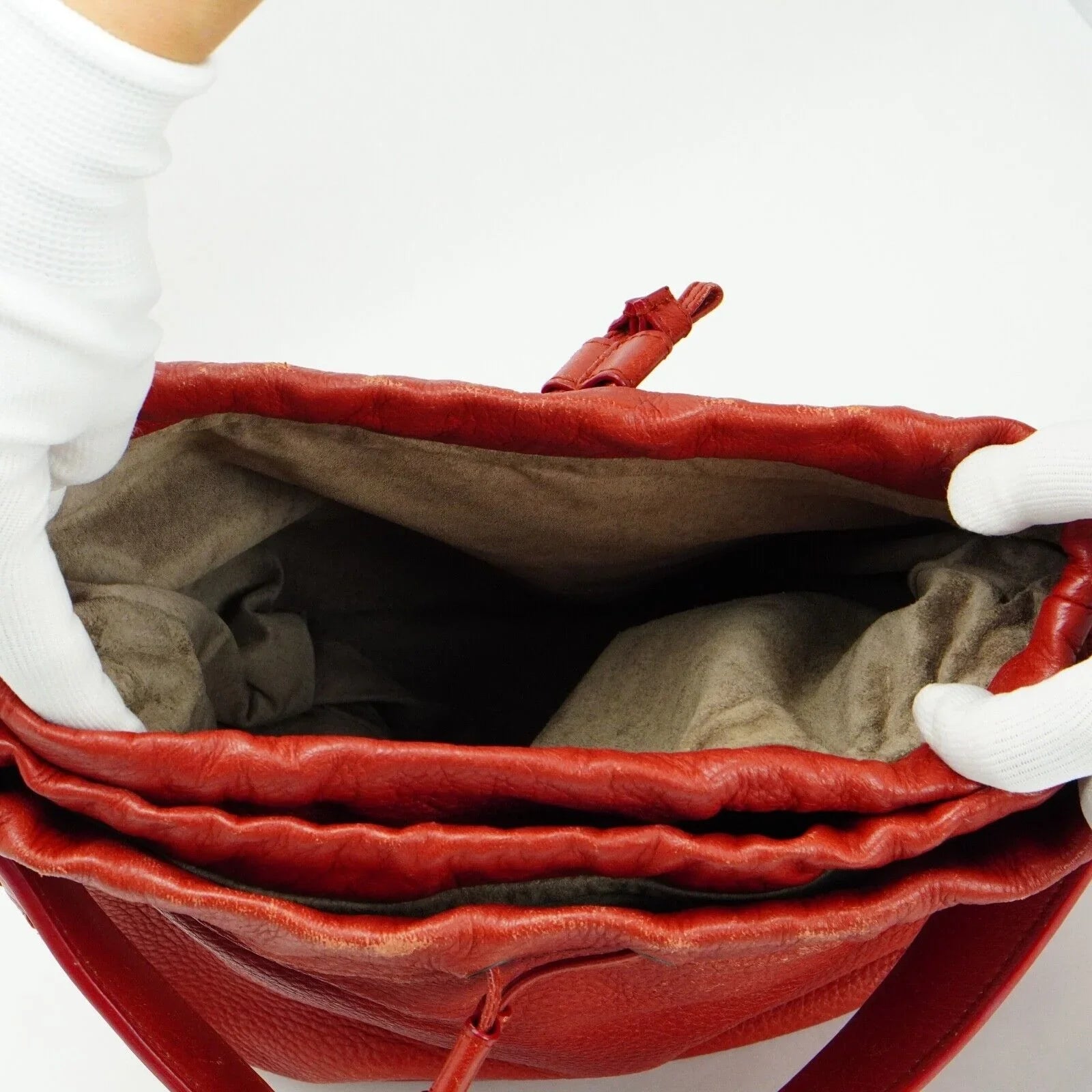 Bottega Veneta Double Drawstring Handbag Red - Lost Designer