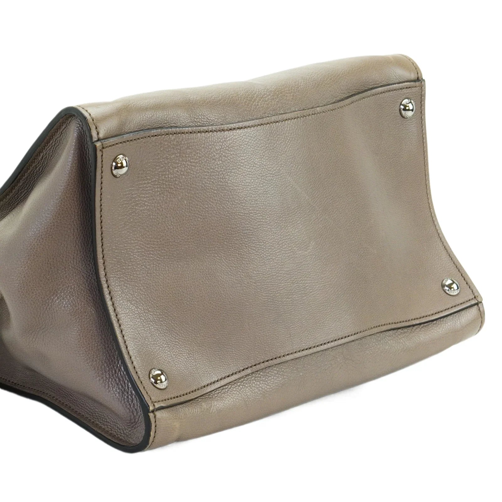 Prada Twin Pocket Tote Glace Calf Leather Bag Taupe - Lost Designer