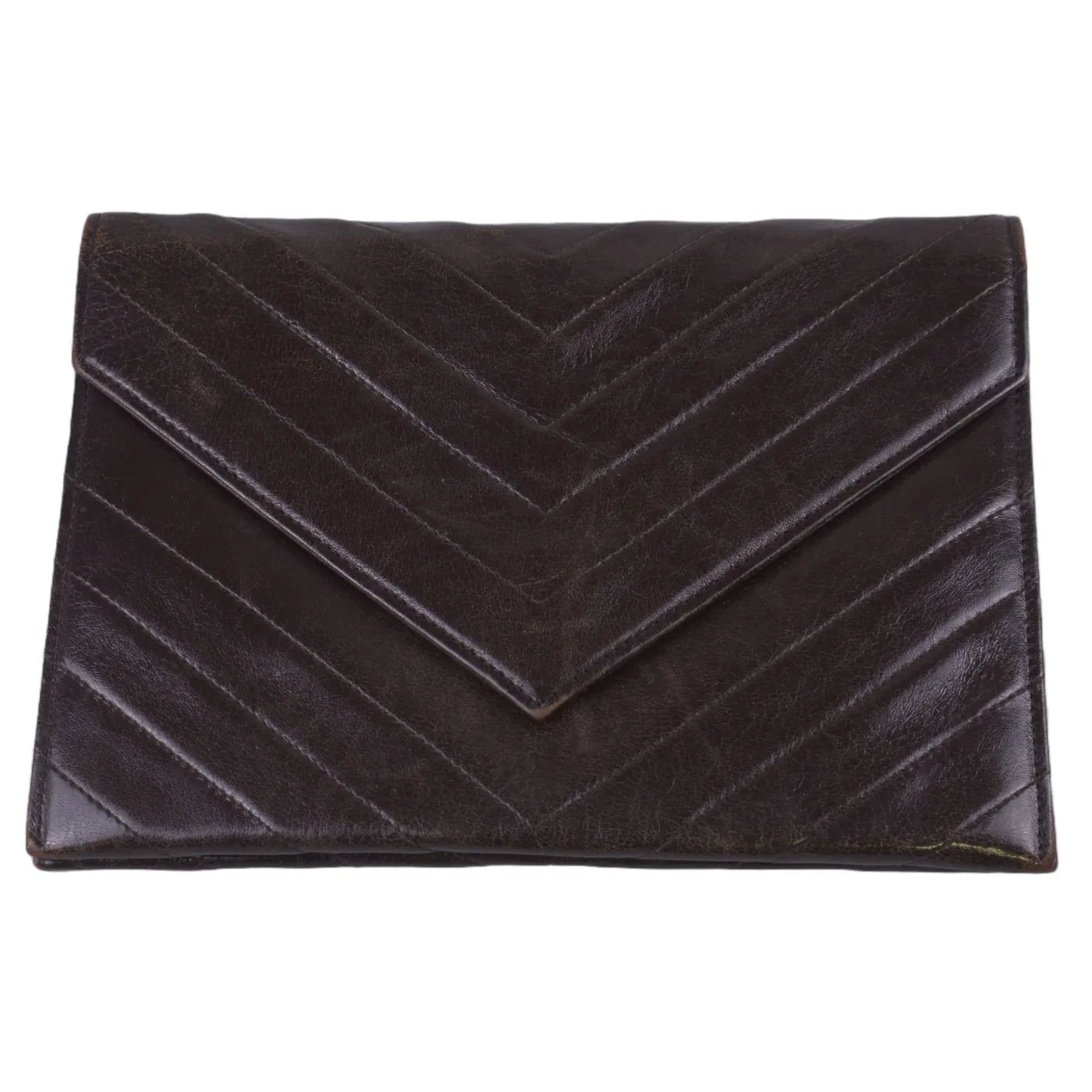 Saint Laurent Leather Clutch Bag Brown - Lost Designer