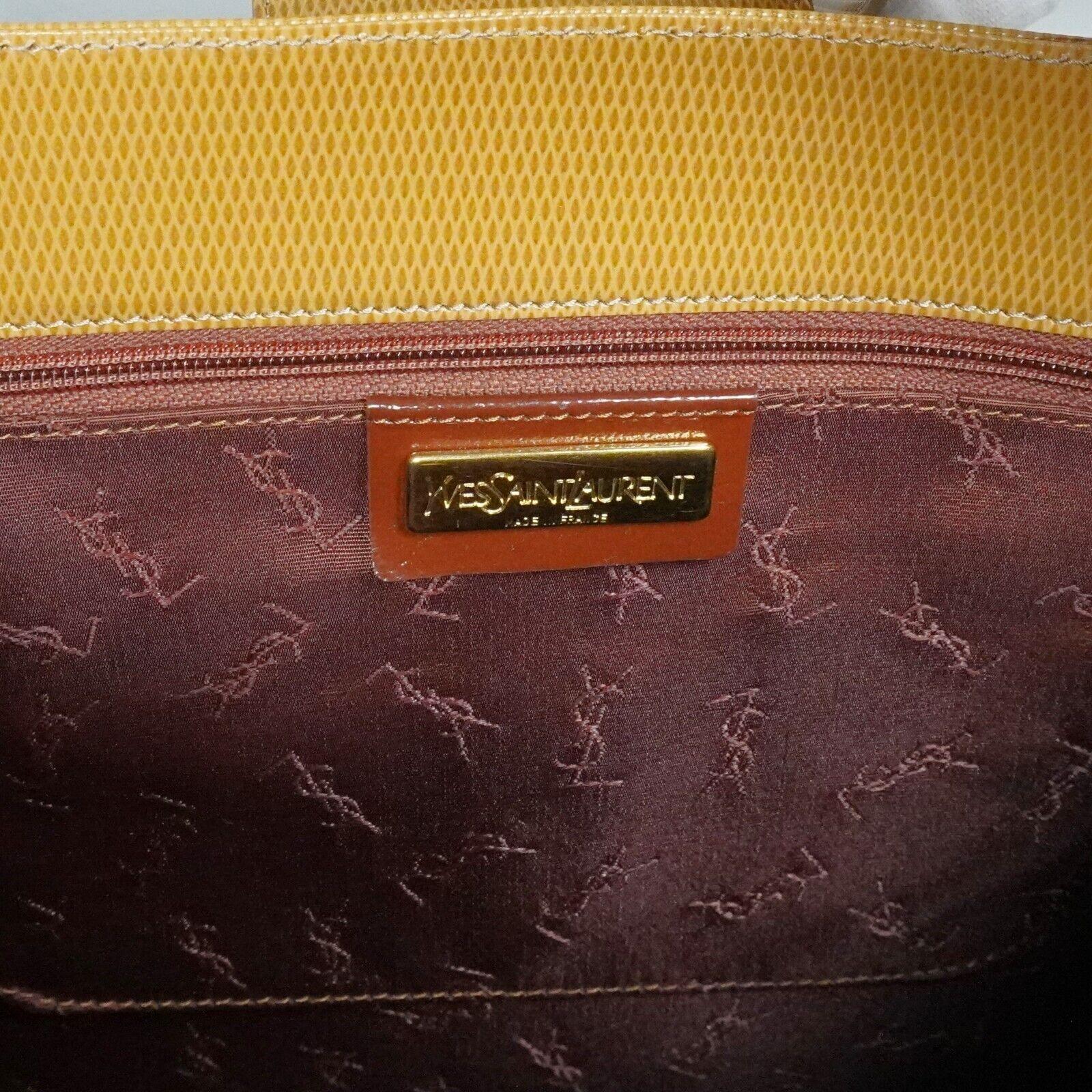 Saint Laurent Lizard Embossed Leather Shoulder Bag Amber - Lost Designer