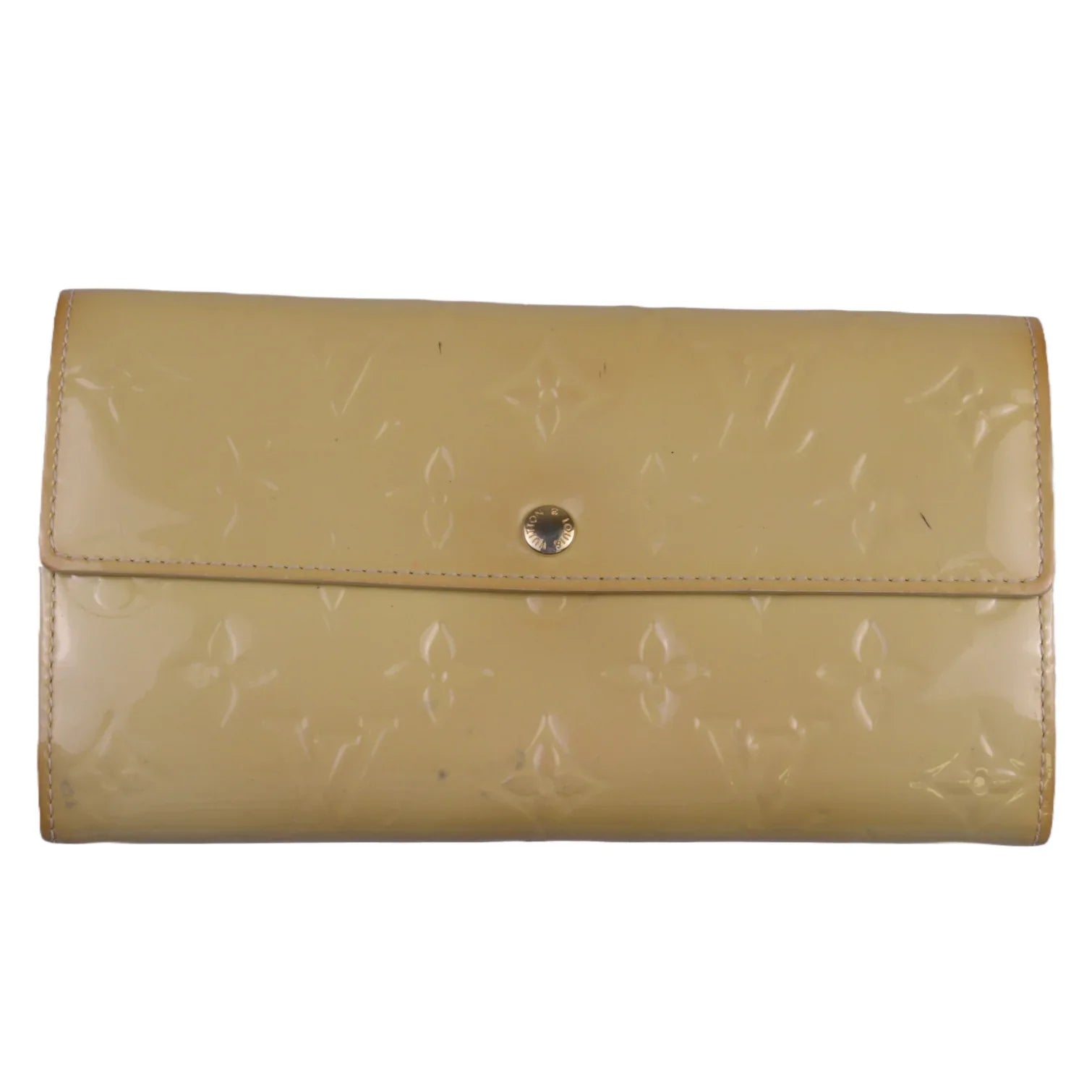 Louis Vuitton Vernis Beige Patent Monogram Continental Wallet - Lost Designer